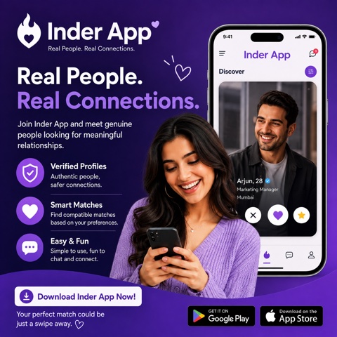 Inder App - real people, real connections. Verified profiles, smart matches.